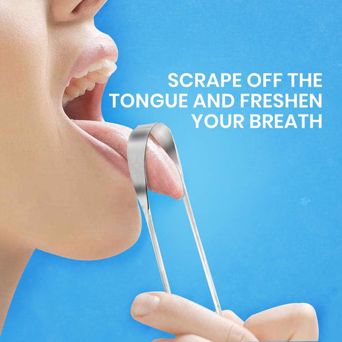Tongue Scraper for Adults by HOKIN (2Pcs Oral Care Pack) Stainless Steel Tongue Cleaners Reduce Bad Breath 100% Metal tough Scrapers Men and Women...