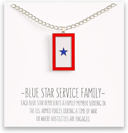 Blue Star Service Flag Necklace – Blue Star Mom Pendant– One, Two & Three Stars – Message Card...