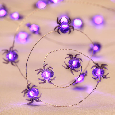 Impress Life Halloween Costume Party Spooky Spider String Lights, 10ft 40 LEDs Battery Operated with Dimmable, Flicker Remote for Porch, Trick or ...