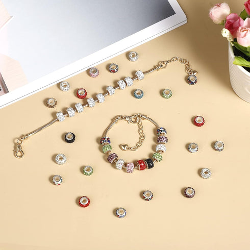 20 Pieces Snake Chain Charm Bracelet with Bracelet Helper Adjustable Snake Charm Bracelet Chains with Heart Lobster Clasp Extender Chain DIY Brace...