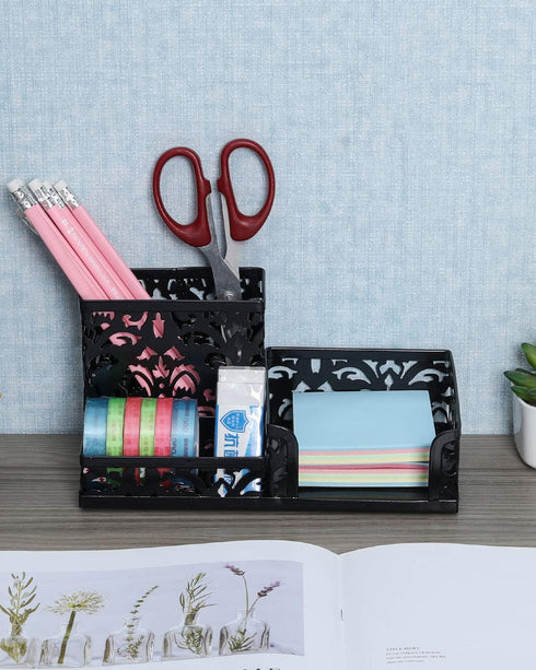 EasyPAG Desk Organizer with 3 Compartment for Pencil Sticky Note Holder and Office Accessories,Black...