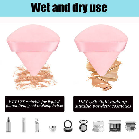 8 Pcs Cotton Powder Puff Face,JASSINS Triangle super soft for Both dry and wet Makeup Setting/Concealer/Loose and Body Powder/Foundation/Blush Mak...