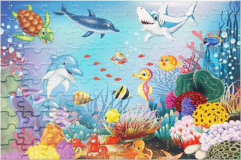 100 Piece Puzzles for Kids, Underwater World Jigsaw Puzzles for Toddler Children Learning Preschool Educational Puzzles Intellectual Development T...