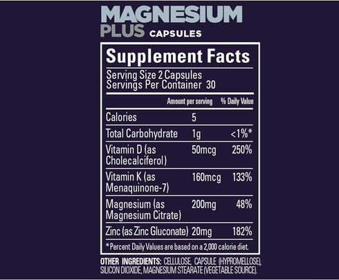 GU Energy Roctane Magnesium Plus Capsules with Vitamin K, D and Zinc, Informed Choice, Recovery Support After Any Workout, 60-Count Bottle (1-Mont...