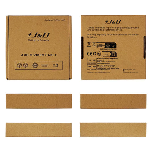 J&D Dual 1/4 inch TS to Dual RCA Stereo Audio Interconnect Cable, Gold Plated Audiowave Series 2 x 6.35 mm Male TS to 2 RCA Male PVC Shelled Adapt...