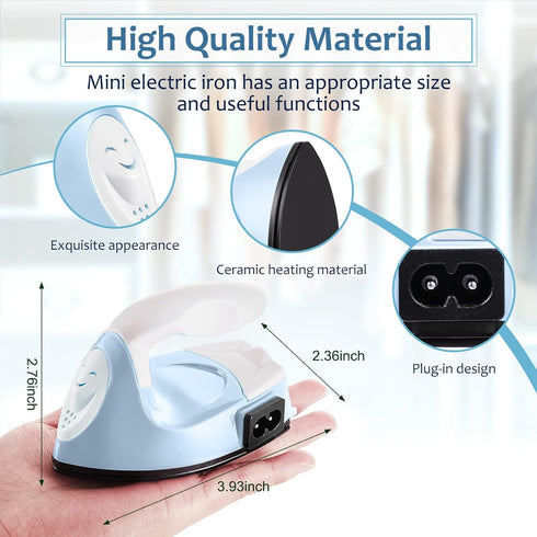 Honoson Mini Craft Iron Mini Heat Press Small Iron Portable Handy Tiny Flatiron with Charging Base Accessories for Fuse Beads Patch DIY Shoes T-sh...