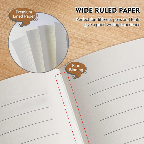 Lined Journal Notebook, 200 Pages, Leather Hardcover Notebooks, A5 College Ruled Thick Classic with Pen Loop Notebook Journals for Writing, for Wo...