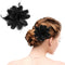 Black Ladies Feather Flower Hair Clip Elegant Hat Flower Mesh Ribbons Brooch Pin Hair Accessory Fascinator Headwear Floral Corsage for Women and G...