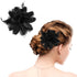 Black Ladies Feather Flower Hair Clip Elegant Hat Flower Mesh Ribbons Brooch Pin Hair Accessory Fascinator Headwear Floral Corsage for Women and G...