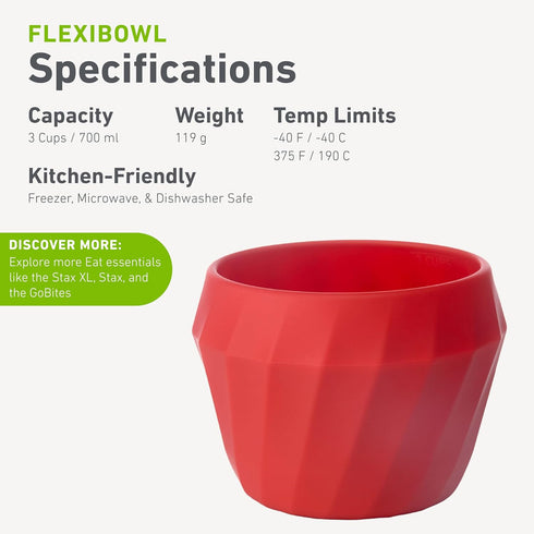 humangear Flexibowl | Convertible Camping Bowl | On the Go | Packable & Easy to Clean, Red...