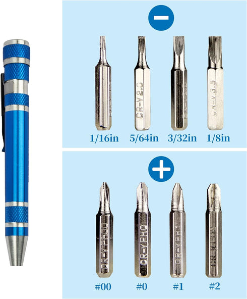 SWATOM 8 in 1 Mini Screwdriver Set Small Screwdrivers Pen Magnetic Repair Tools EDC Compact Precision Gadgets for Computer Eyeglasses Daily Home I...