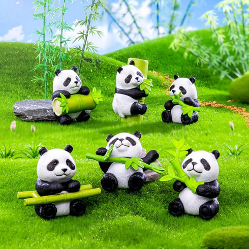 8Pcs Miniature Panda and Bamboo Figurines Mini Panda Figures Resin Cake Toppers for DIY Fairy Garden Dollhouse Bonsai Craft Moss Landscape Birthda...