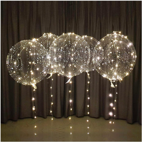 Lightsfever warm white led balloons with batteries, wedding proposal decorations clear transparent for helium or air, birthday party, halloween de...
