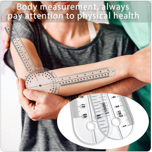 Goniometer 12 inch, Transparent Orthopedic Angle Ruler Plastic Goniometer, 360 Degree Clear Protractor Physical Therapy for Body Measuring Tape Go...