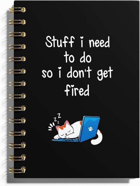 Cat Notebook, Cat Journal - Cat Gift Journal, Cat Office Supplies Spiral Notebook, Funny Notebooks for Work, Black Spiral Notebook, 5.5x8.3 Inches...