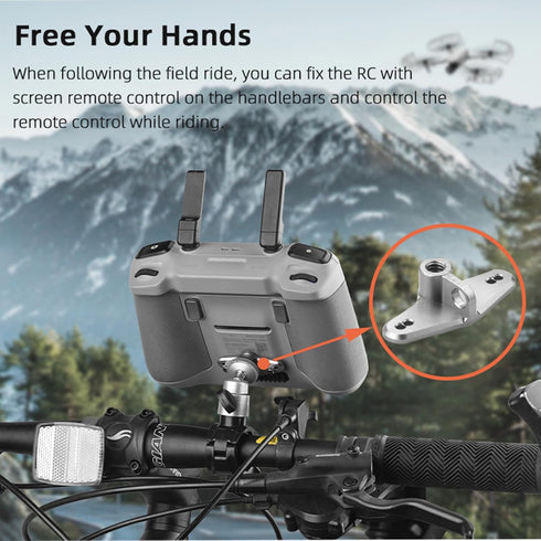 RC2 Bike Mount Adapter for DJI Air 3/Mini 4 Pro/DJI Mini 3/Mini 3 Pro RC with Screen Remote 1/4 Screw Port Tripod Mount Neck Lanyard Adapter Bike ...