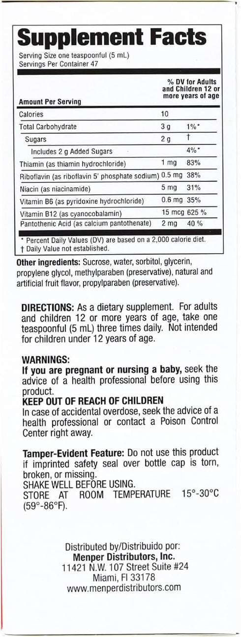 B-Complex Syrup, Skin Hair, Nervous System and Heart Health (8 Fl Oz/Pack of 1)...
