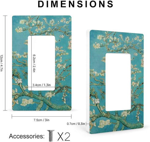 Van Gogh Almond Tree Light Switch Cover Decorative Funny Wall Plate for Room Bedroom Home Deco Standard Size...