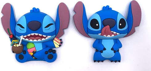 Disney Stitch 3D Foam Magnet Set - Stitch with Tongue and Stitch with Food Magnets - Magnet for Refrigerators and Lockers...