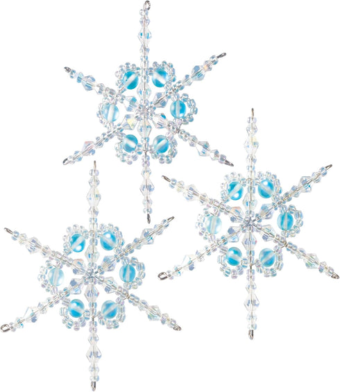 SOLID OAK Beaded Ornament KIT, Shimmer Snowflakes Makes 3 for Christmas...