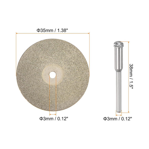 10pcs Diamond Cutting Wheel 35mm Full Sand Diamond Wheels Cut Off Discs Diamond Coated Cutting Wheel Replacement with 2pcs 3mm Mandrel for Rotary ...