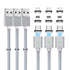 Magnetic Charging Cable 3A Fast Charging(3 Pack,6.6/6.6/6.6ft) 3 in 1 Magnetic Phone Charger with LED Light, Nylon Braided, for Lightning/USB-C/Mi...