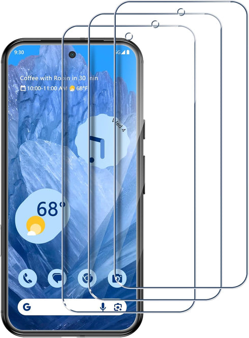 3 Pack Google Pixel 8a Screen Protector,9H Tempered Glass Film,Fingerprint Unlock Support, Full Coverage HD Clear Anti Scratch Bubble-Free Case Fr...