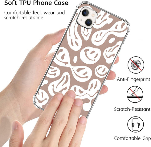 Trippy Smile Face Phone Case for iPhone 13, Cute Funny Melted Face Beige Case for Girls Women Boys Men, Unique Trendy TPU Bumper Case for iPhone 1...