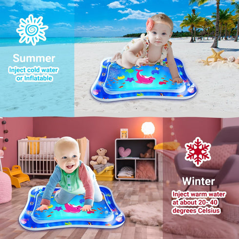 ZMLM Baby Tummy-Time Water Mat: Infant Baby Toy Gift Activity Play Mat Inflatable Sensory Playmat Babies Belly Time Pat Indoor Small Pad for 3 6 9...