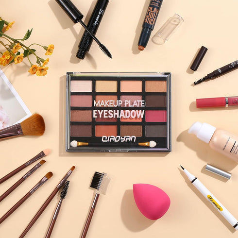 All in One Makeup Kit For Women Girls Teens Makeup set 16 Colors Eyeshadow Palette Foundation Eyeliner Contouring Stick Lip Gloss Eyebrow Mascara ...
