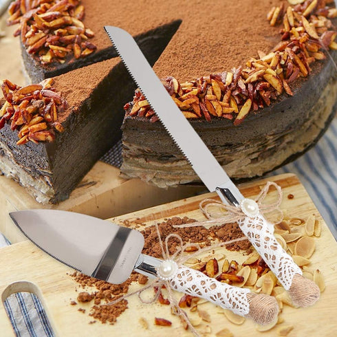 Rustic Wedding Cake Serving Set Wedding Cake Knife and Server Set Pizza Pie Server Set for Anniversaries Birthdays Christmas Parties...