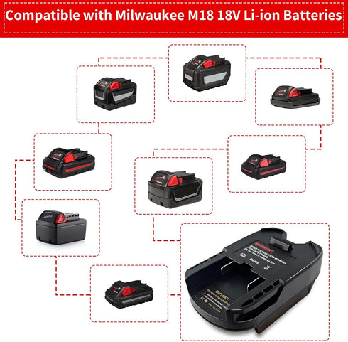 DM18AR Battery Adapter Convert for Milwaukee 18V M18 Batteries to for Ridgid AEG Cordless Tools, Also for Dewalt 20V Li-ion Max XR Battery to Ridg...