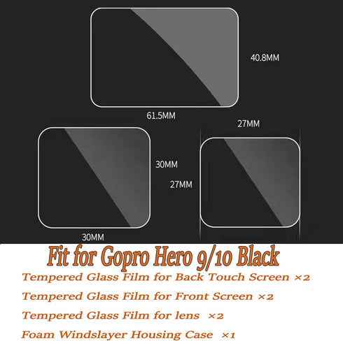PWireless 6pcs Tempered Glass Screen Protector for GoPro Hero12/11/Hero10/Hero 9 Black+Silicone Sleeve Protective Soft Case with Lanyard+1pcs Lens...