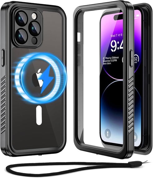 Unitedtime Magnetic for iPhone 14 Pro Case Waterproof with Built-in Screen Protector,Compatible with MagSafe Shockproof Dustproof Heavy Duty Full ...