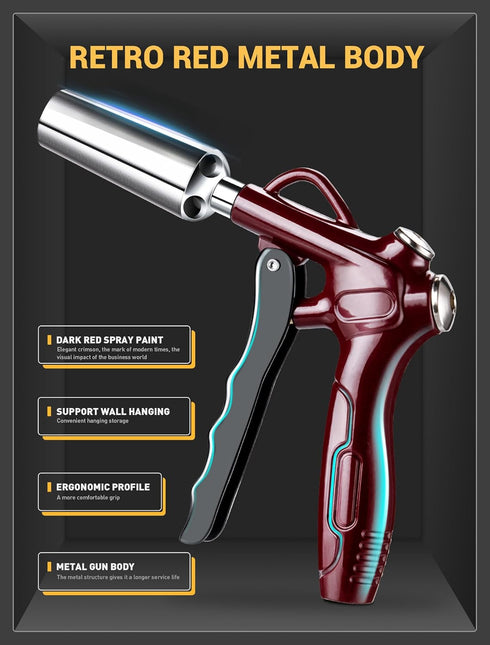 JASTIND Retro Red Air Blow Gun with Powerful Blast Air Nozzle, High Volume Air Blower Gun Kit w/4.9 Inch Steel Extension & 1/4" Quick Plug, Air Gu...