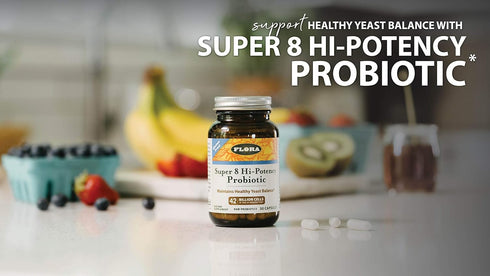 Flora Super 8 Hi Potency Probiotics 30 Count - Healthy Yeast Balance & Digestive Health - for Men & Women - 42 Billion CFU, Raw, Gluten Free - Up ...