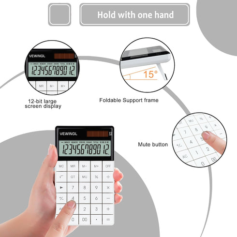 Laptop Keyboard Keys Calculator 12 Digit,Dual Power Battery and Solar,Desk Calculator with Large LCD Display for Office,School, Home & Business Us...