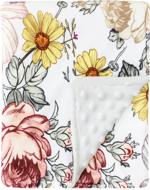 Floral Baby Blankets, Floral Toddler Blanket for Boys Girls, Dotted Backing, Double Layer, Crib Receiving Blanket, for Nursery/Stroller/Toddler Be...
