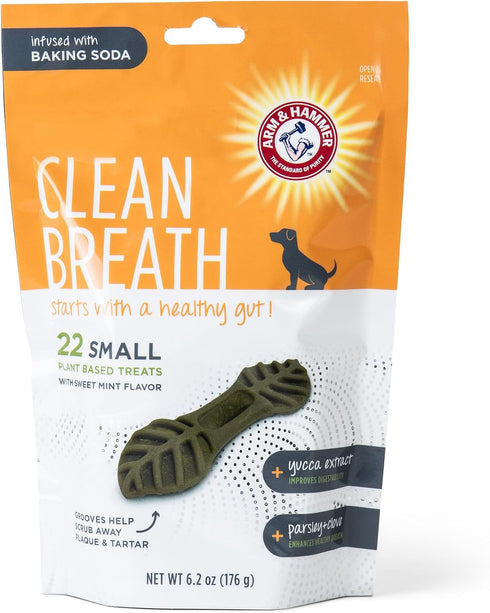 Arm & Hammer for Pets Clean Breath from The Inside Dental Treats for Dogs, Size Small | Mint Flavor Fresh Breath Treats with Parsley, Clove and Yu...