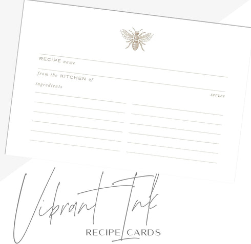Gold Bee Recipe Cards from Dashleigh, 48 Cards, 4x6 inches, Water-Resistant and Double-Sided (Bee Recipe Cards)...