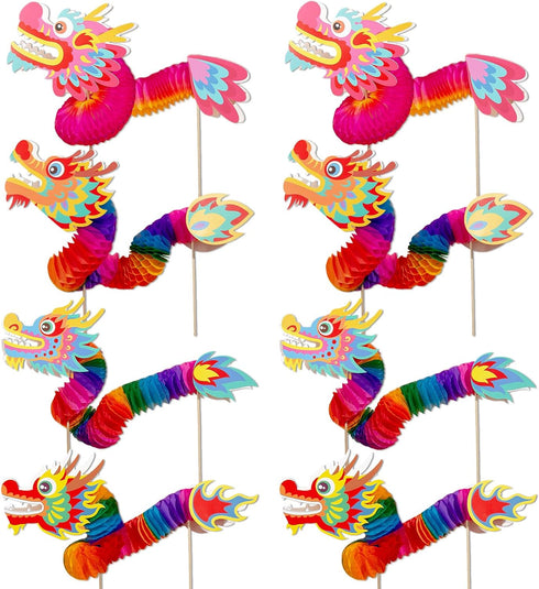 8pcs Dragon Honeycomb Handheld Toys Chinese New Year Dragon Making Ornament Kit Education Playset Chinese Dragon Toys...