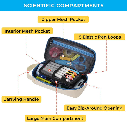 ECHSRT Big Pencil Case, Aesthetic Portable Zipper Pencil Bag with Hidden Pocket, Special Pencil Pouch for Men Women Adults, Stationery Organizer P...