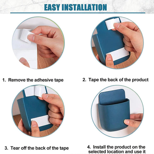 Remote Control Holder Wall Mount Remote Organizer Wall Mount Wall Phone Holder Pen Holder for Wall, Adhesive Organizer Media Storage Box, 4 Pieces...