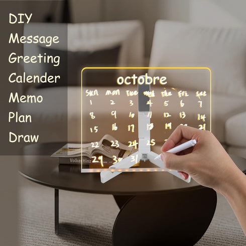 Led Note Board with Colors, Glowing Acrylic Dry Erase Board with Light, Light up Dry Erase Board Memo Message Board Note Glass Led Board (11.8 * 7...