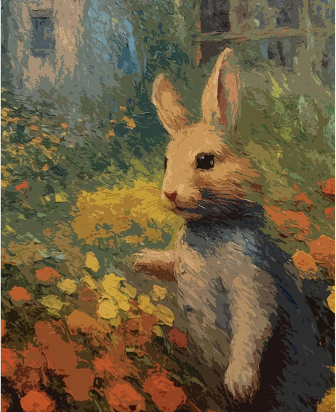 Tucocoo Rabbit Paint by Number for Adults, DIY Digital Oil Painting Kits on Canvas with Brushes and Acrylic Pigment, Garden Cute Animal Abstract S...