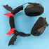 RUKUHOT Halloween Black Bat Wings + Red Devil Horns Headphone Attachment, Bat Devil Horns Headband Headset Decor, Cosplay Props Bat Wing for Hallo...