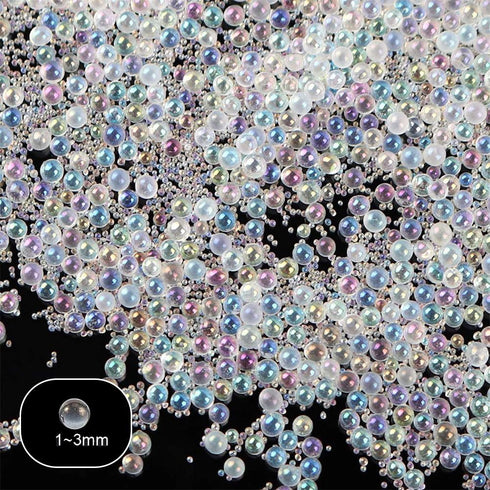 OLYCRAFT 210g 1~3mm Glass Bubble Beads No Hole Iridescent Beads Water Droplets Bubble Bead Iridescent Glass Bead for Resin Crafting Nail Arts Deco...