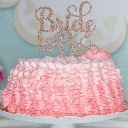 Bride To Be Cake Topper Rose Gold Glitter, Bridal Shower Cake Topper, Bridal Shower Toppers, Bride To Be Cake Toppers for Bridal Shower?Double-sid...
