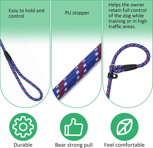 6 FT Durable Slip Lead Dog Leash coolrunner Dog Training Leashes, Strong Rope Slip Leash, Dog Leash for Training, Standard Adjustable Pet Slipknot...