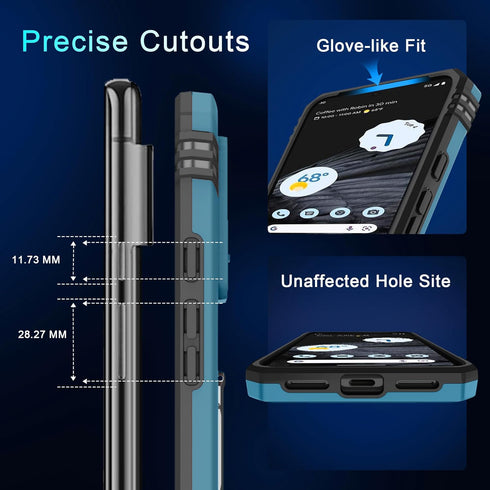 DEERLAMN for Google Pixel 8 Case with Slide Camera Cover+Screen Protector (1 Pack), Rotated Ring Kickstand Military Grade Shockproof Heavy Duty Pr...